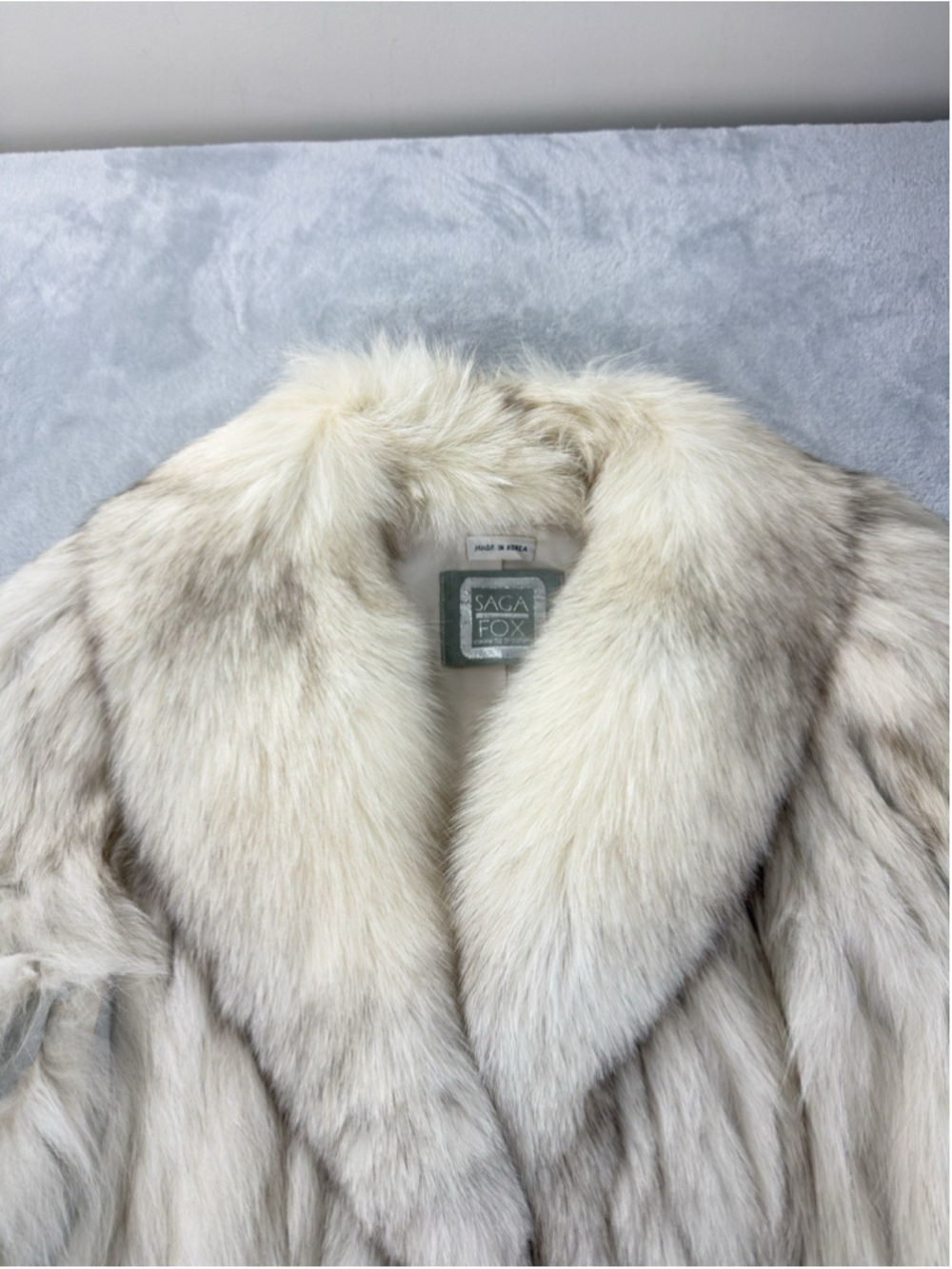 Vintage Saga Fox Finland Real Blue Fox Fur Coat Women Size Medium Made In Korea - Picture 16 of 16